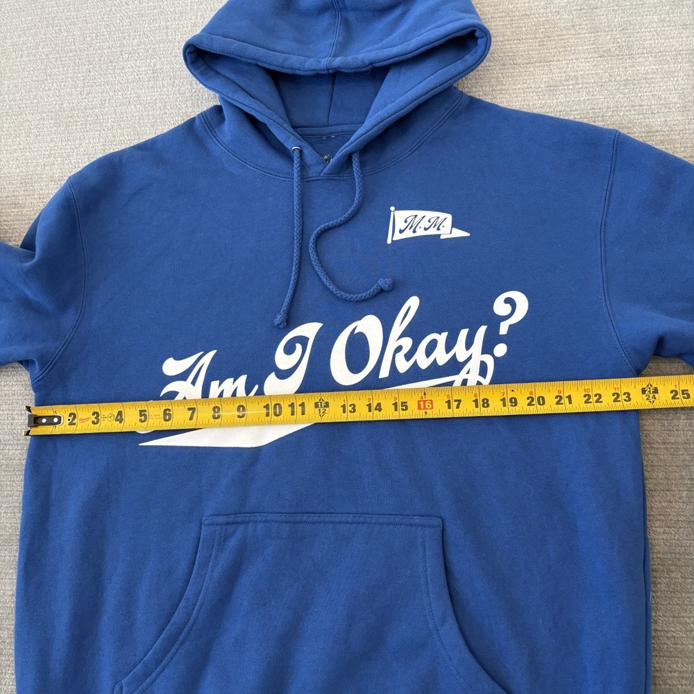 Megan Moroney Hoodie Unisex Large Blue Am I Okay? Pullover Graphic Sweatshirt - Picture 4 of 8